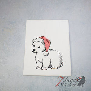 Sweet Santa Polar Bear Flour Sack Dish Towel