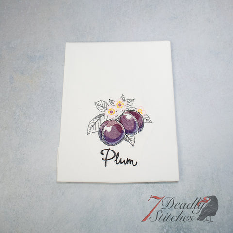 Botanical Fruits and Flowers Plum Flour Sack Dish Towel