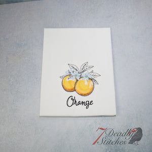 Botanical Fruits and Flowers Orange Flour Sack Dish Towel