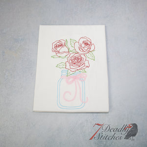 Blooming Roses in Mason Jar Flour Sack Towel