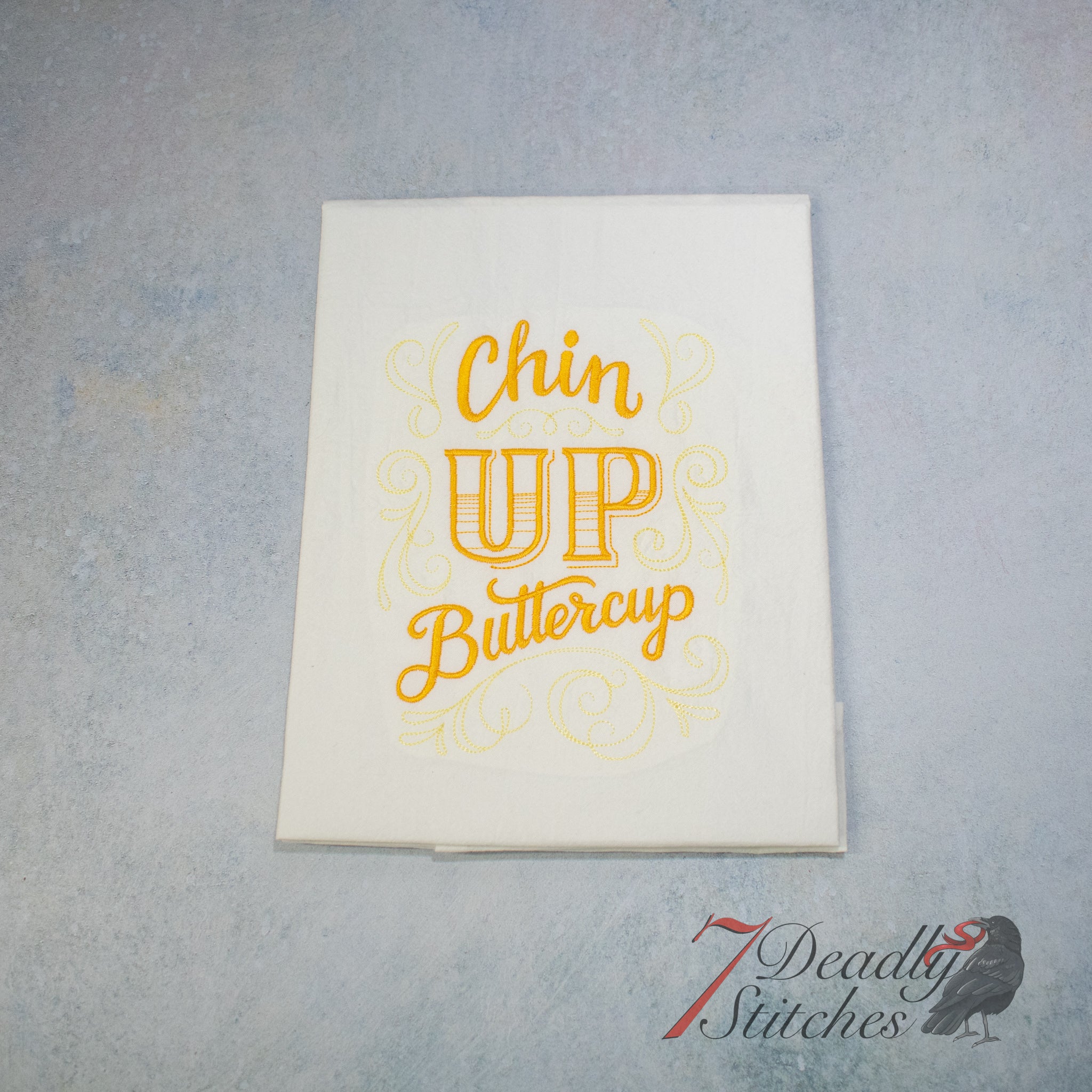 Sassafras Chin Up Buttercup Flour Sack Dish Towel