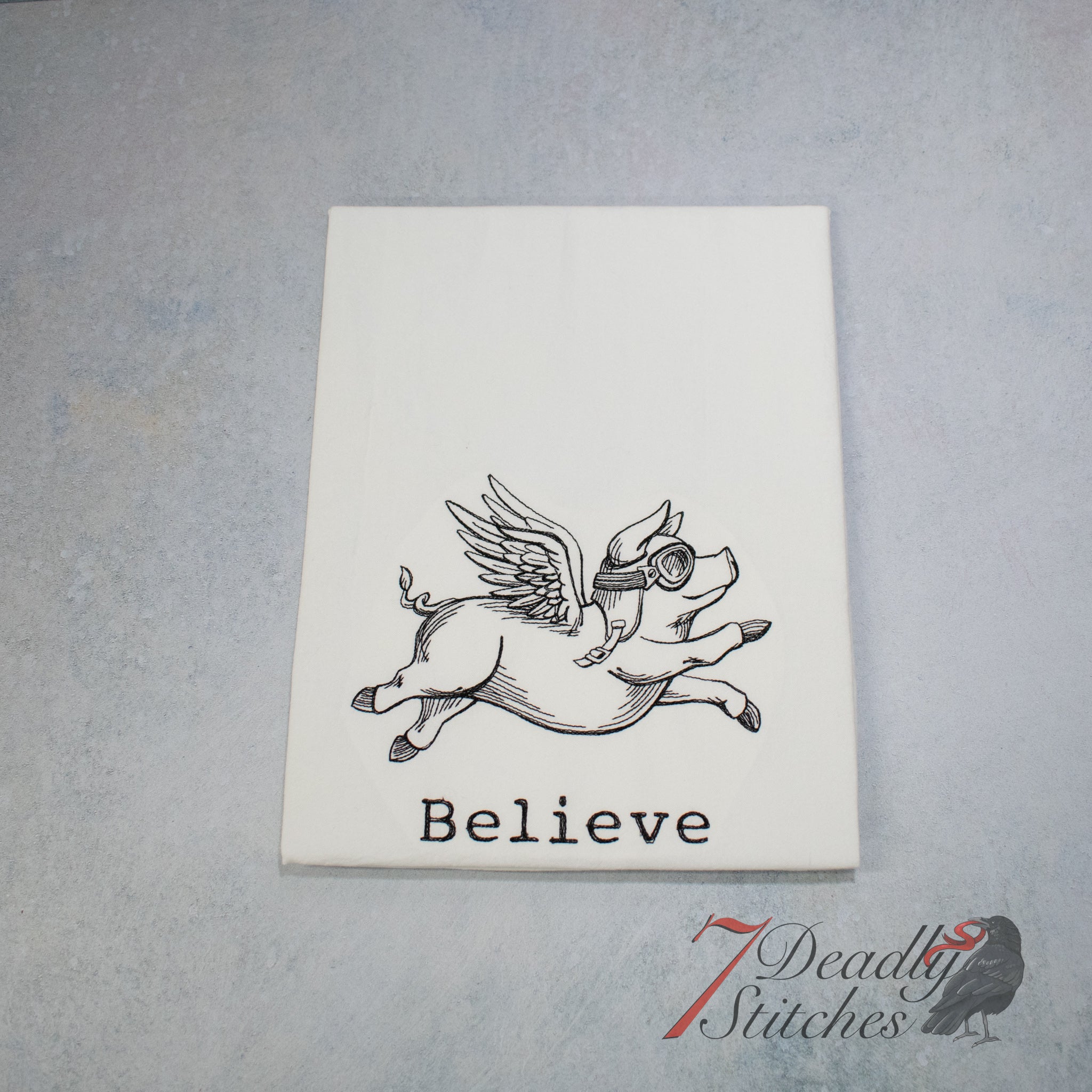 Believe Pig Flour Sack Dish Towel